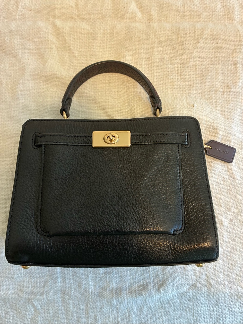 Mini Lane COACH Black Leather Top-Handle Satchel